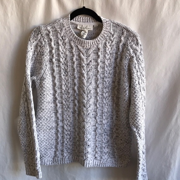 H&M L.O.G.G. white with black chunky cable knit sweater, size S - Picture 1 of 10